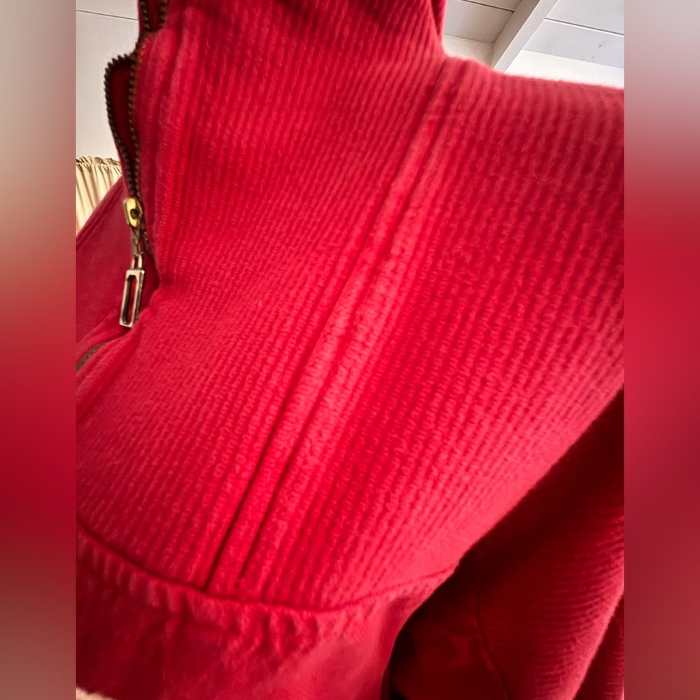 COLDWATER CREEK Red Quarter-Zip firm cotton Sweatshirt Heart Design Good S/M - Picture 7 of 8